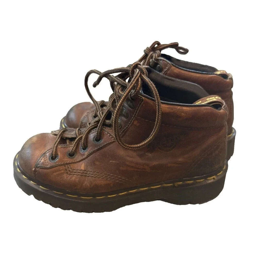 Vintage Dr Martens Brown Leather Boots Size 5 Made in England Lace Up